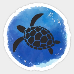 watercolor with turtle silhouette Sticker